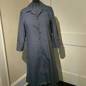 Blue gray London Fog long rain coat